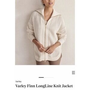 EUC Varley Finn Longline Knit Jacket Women's Medium Cream FULL ZIP